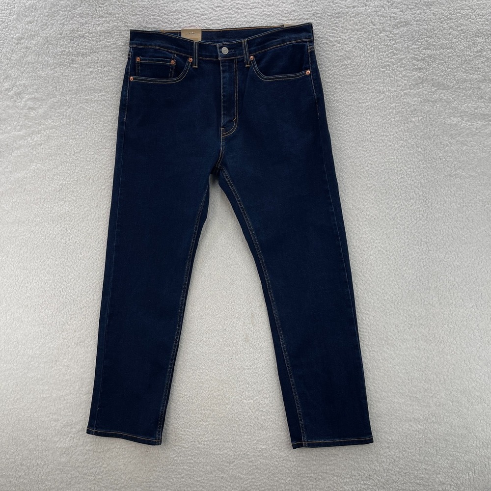 Levis Jeans Mens 34X30 Blue 505 Regular Straight Dark Wash Stretch Denim Cowboy